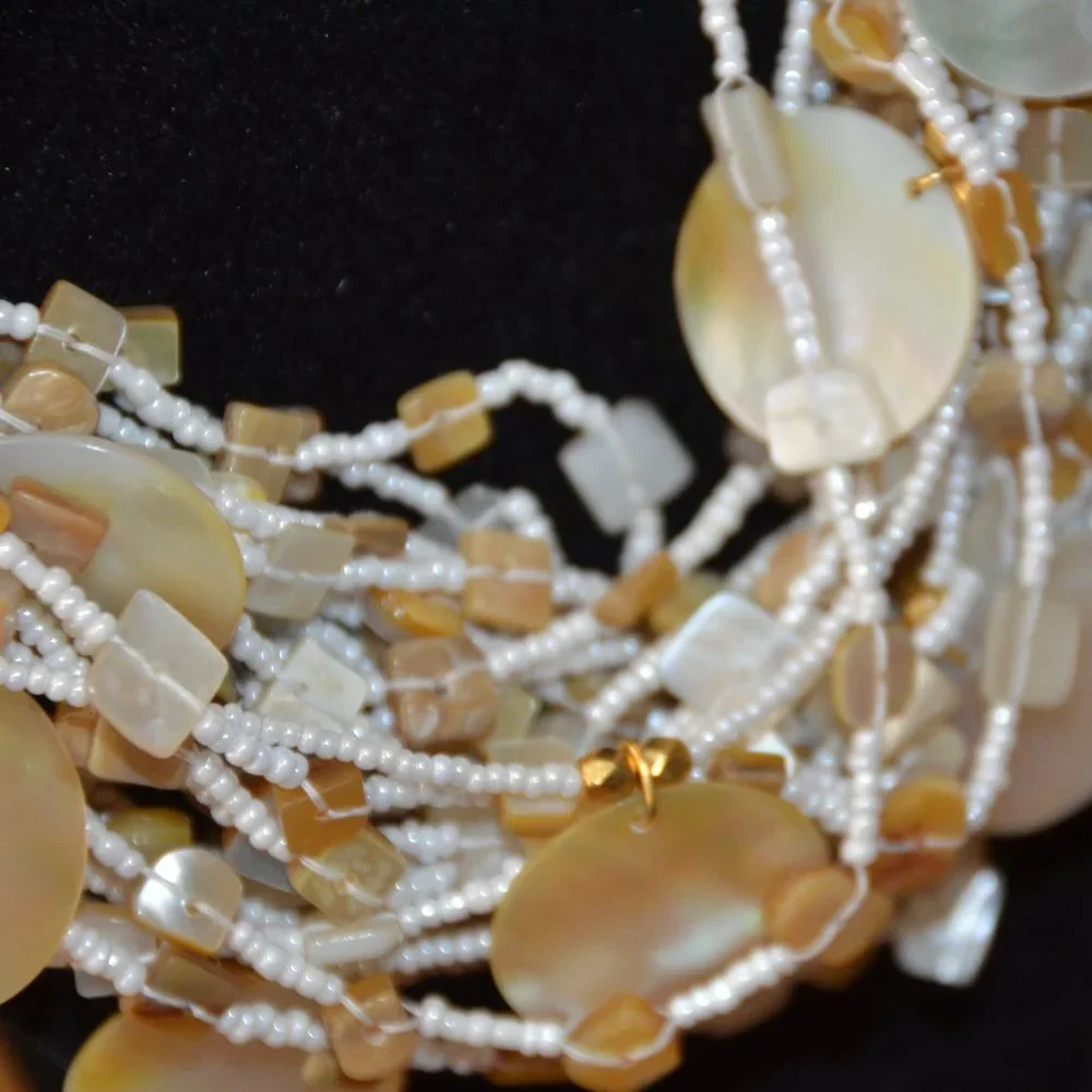 RARE VINTAGE STATEMENT RUNWAY JOSE MARIA BARRERA PEARL 28 STRANDS BEACH NECKLACE - Picture 7 of 14
